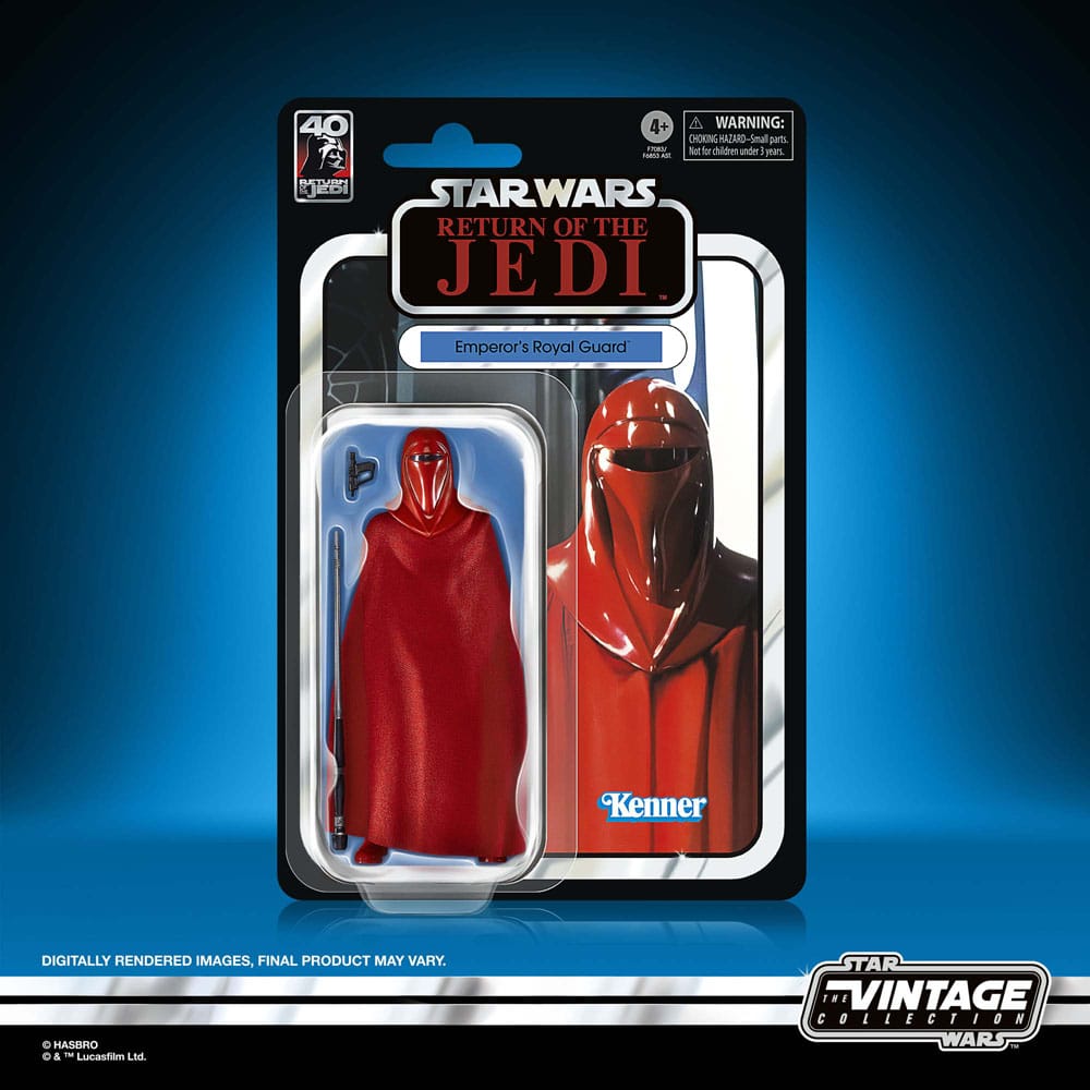 Emperor´s Royal Guard 15cm Actionfigur von Hasbro mit roter Kleidung und Waffe in Verpackung