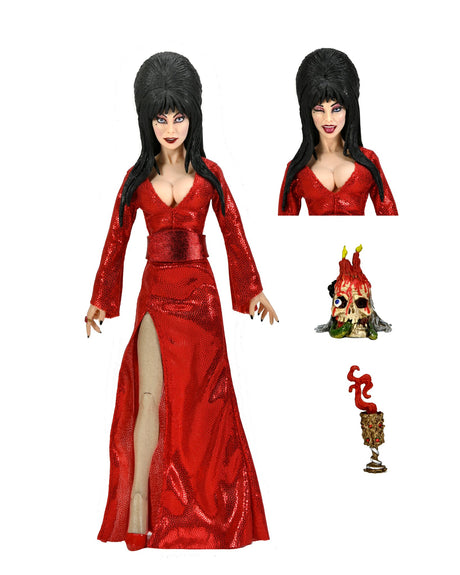 Elvira 20cm Actionfigur in rotem Kleid mit Zubehör von NECA