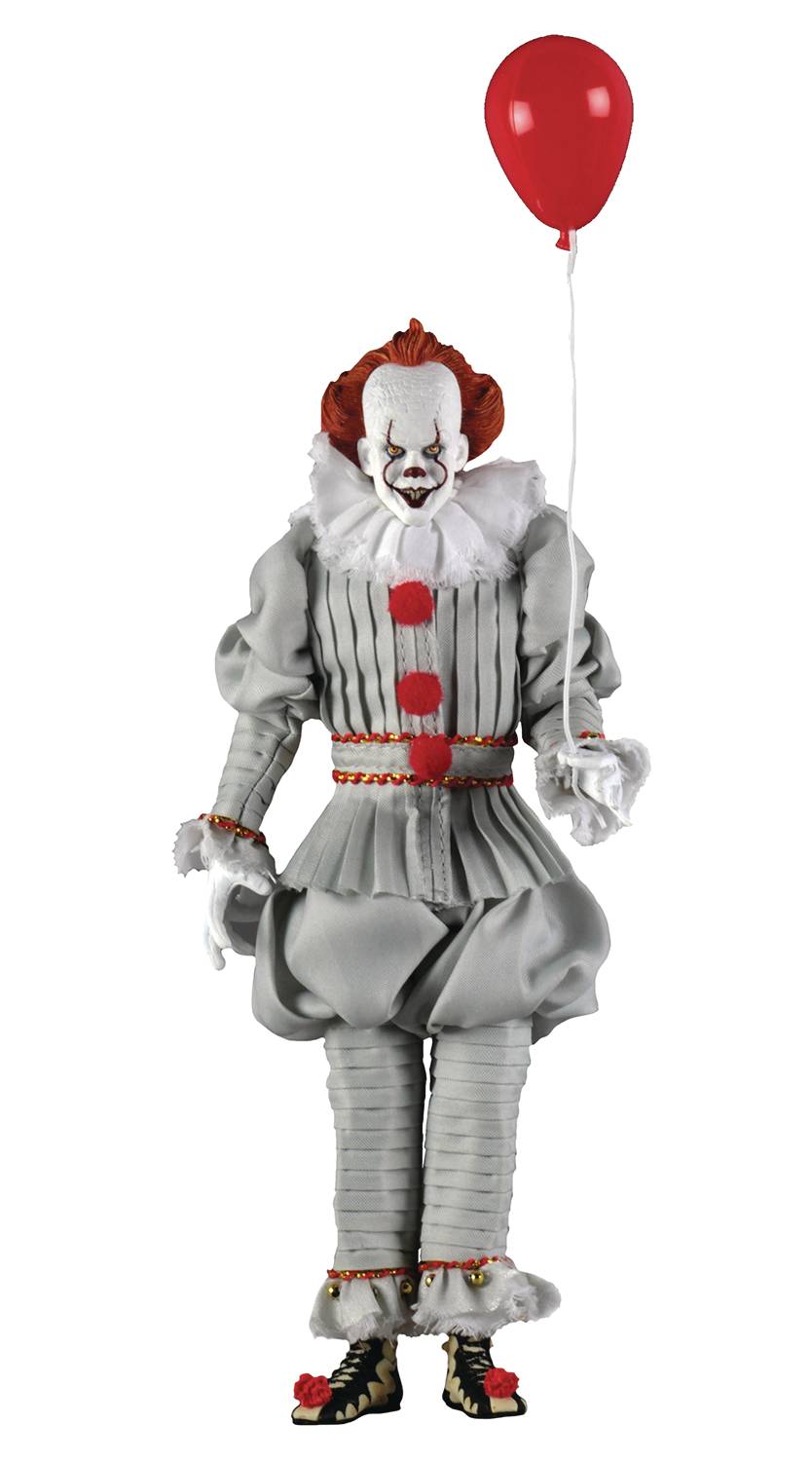 Pennywise Clown Actionfigur mit Ballon in der Hand mit echter Stoffkleidung von  NECA ca. 18 cm groß