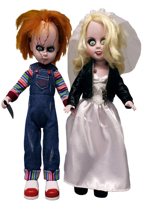 Chucky &amp; Tiffany Living Dead Dolls 25 cm Puppen Set von Mezco Toyz für Sammler und Horror Fans