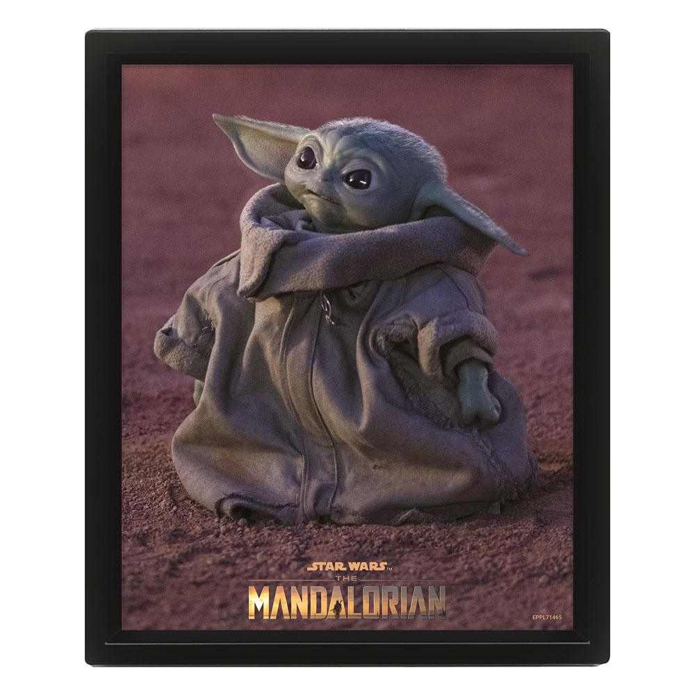 Star Wars The Mandalorian Grogu 3D-Effekt Poster im Rahmen für Film Fans