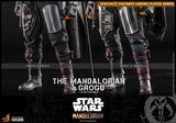 Mandalorianer mit Grogu in einer Umhängetasche. Detaillierte 30 cm Actionfigur von Hot Toys